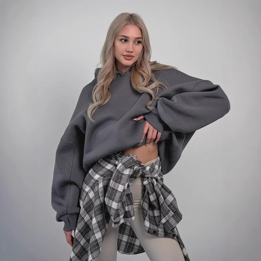 Damen oversized Kapuzenpullover mit Drop-Shoulder-Schnitt Drune