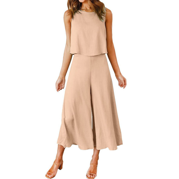 Damen Luftiger Jumpsuit mit schwingendem Bein und ärmellosem Design Drune