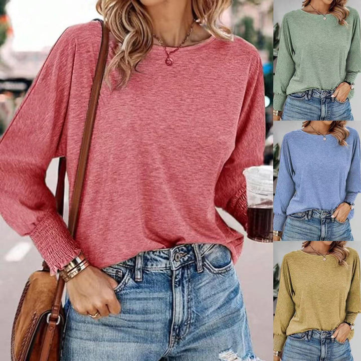 Damen lässiges Langarmshirt mit einzigartigen Ärmelabschlüssen Drune