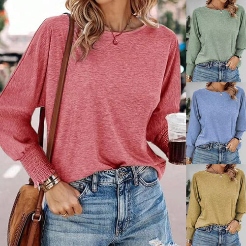 Damen lässiges Langarmshirt mit einzigartigen Ärmelabschlüssen Drune