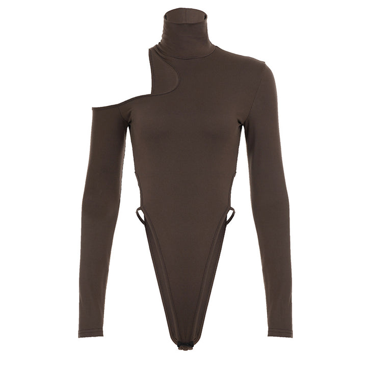 Damen Body mit asymmetrischem Schnitt und hohen Rüschen Drune
