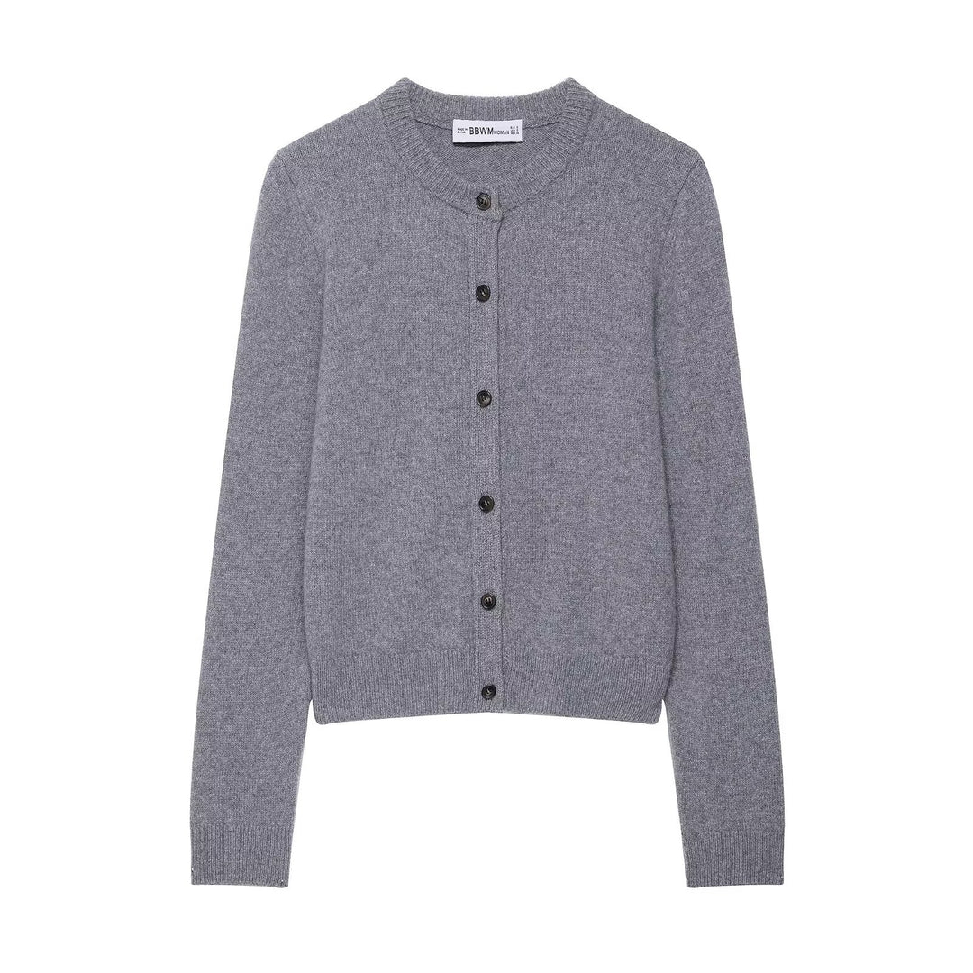 Damen Strickjacke mit Knopfleiste und klassischem Rundhalsausschnitt Drune