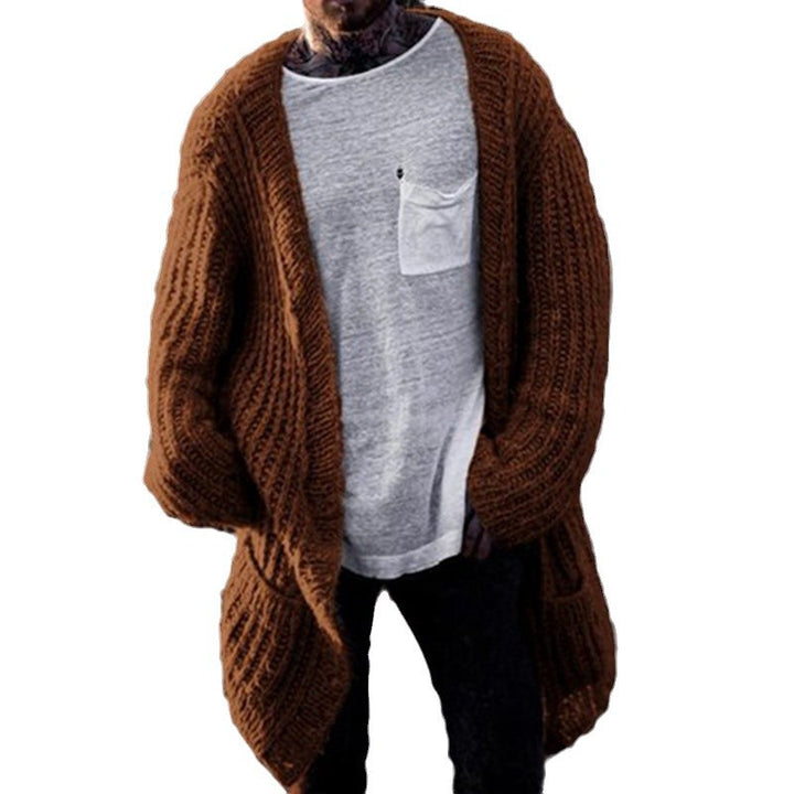 Herren Großer Strickcardigan mit tiefem Schnitt und strukturiertem Design Drune