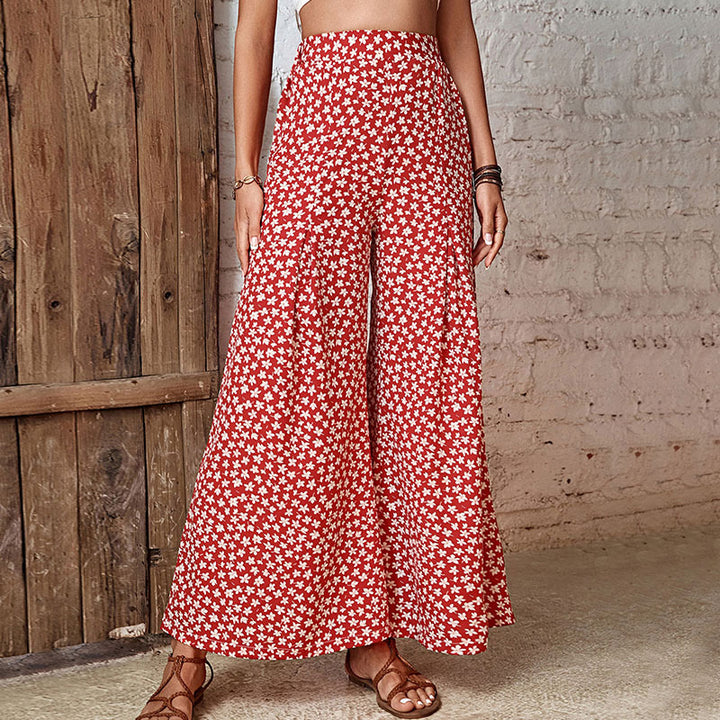 Damen Weite Palazzo-Hose mit floralem Muster und elastischem Bund Drune