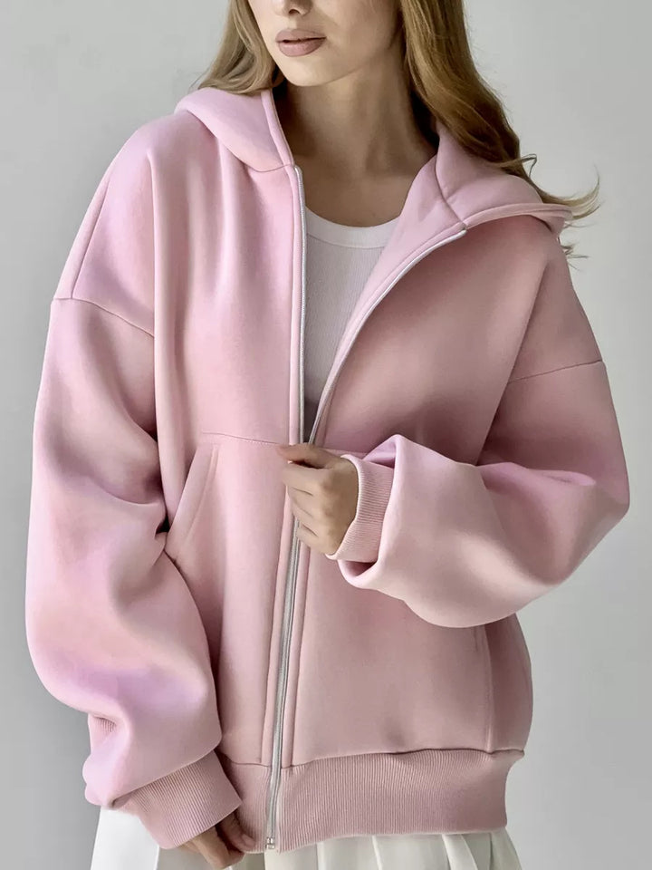 Damen Hoodie mit oversized Passform und durchgehendem Reißverschluss Drune