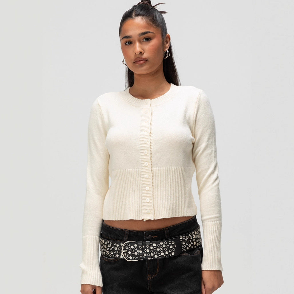 Damen Strickjacke mit kontrastierenden Knopfdetails Drune