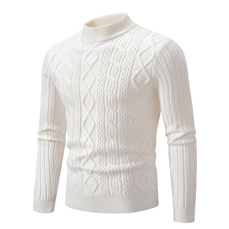 Herren nan gerippter Zopfmuster-Rollkragenpullover Slim Fit Drune