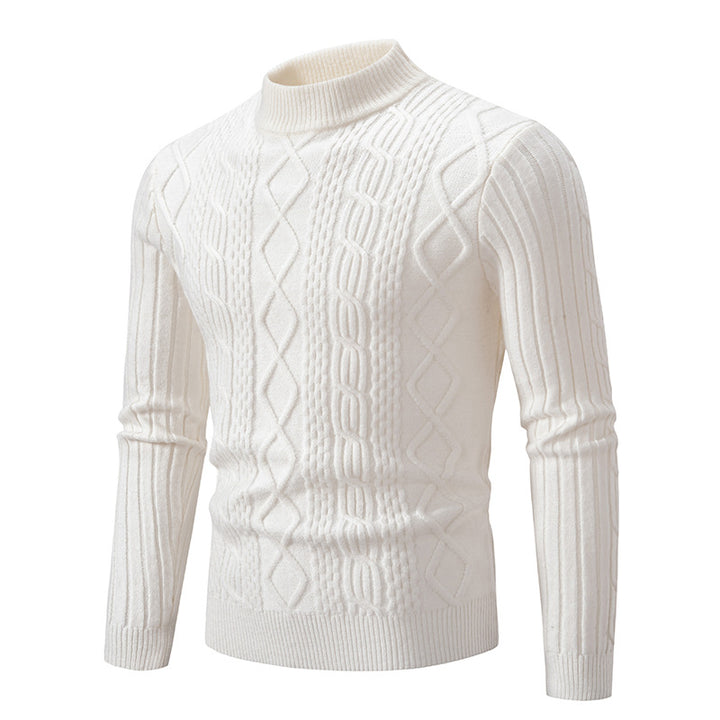 Herren nan gerippter Zopfmuster-Rollkragenpullover Slim Fit Drune