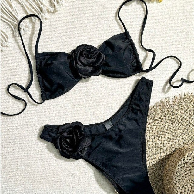 Damen Bikini mit floralem Rüschendetail Drune