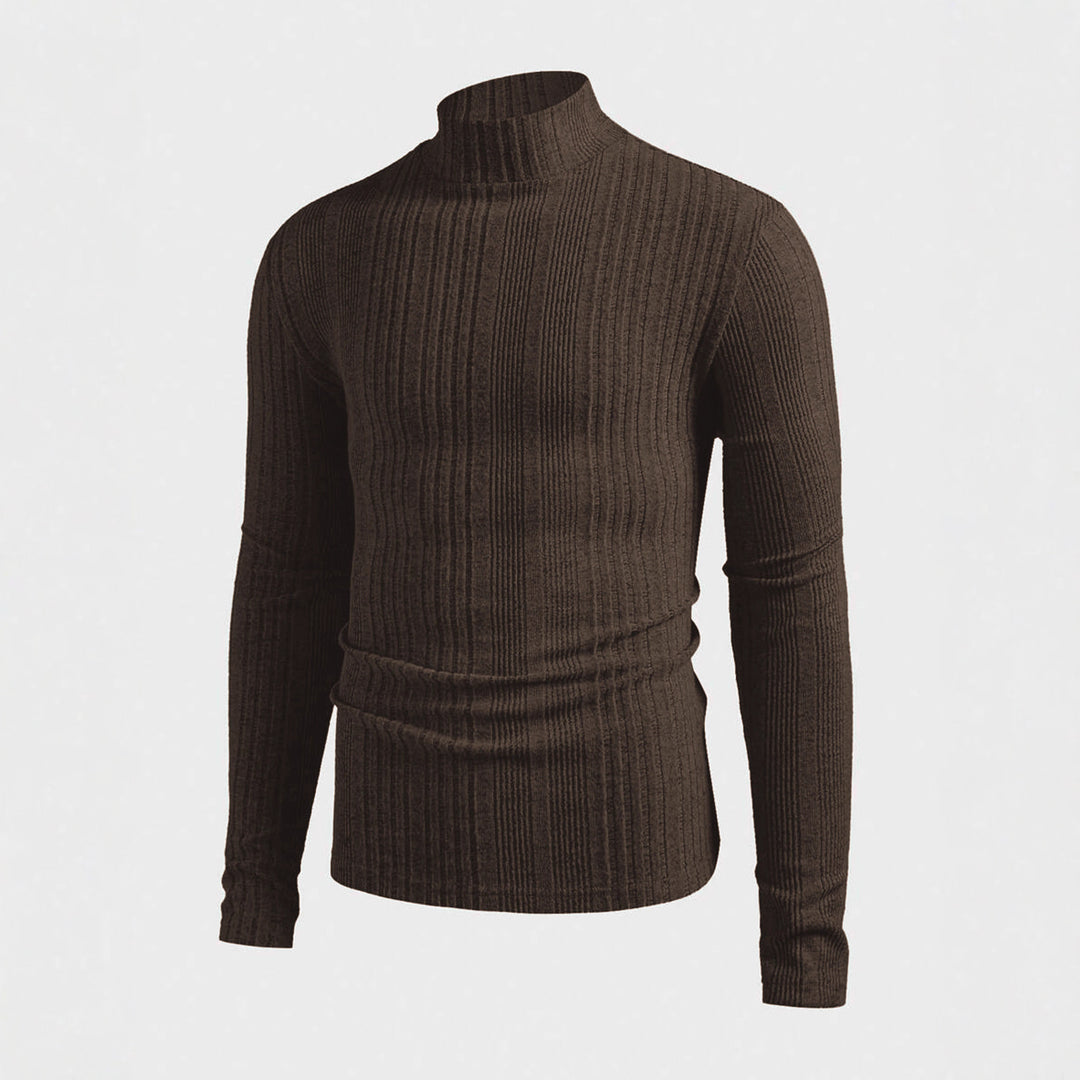 Herren Strickpullover mit hohem Kragen und Rippstruktur Drune