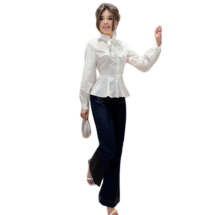Damen Bluse mit Rüschendetail und schmeichelndem Schnitt Drune