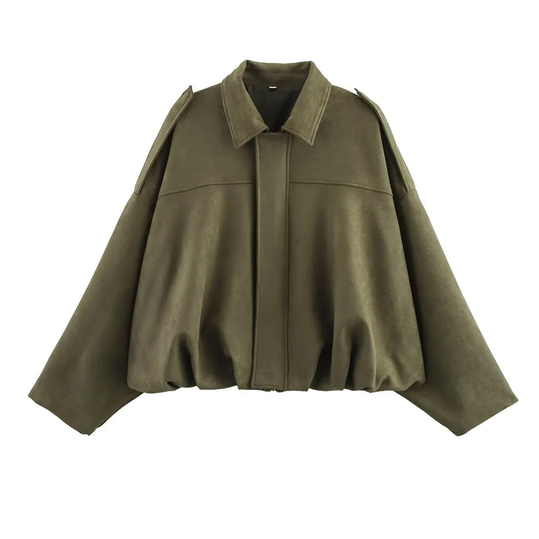 Damen elegante Oversized-Jacke im modernen Look mit raffiniertem Schnitt Drune