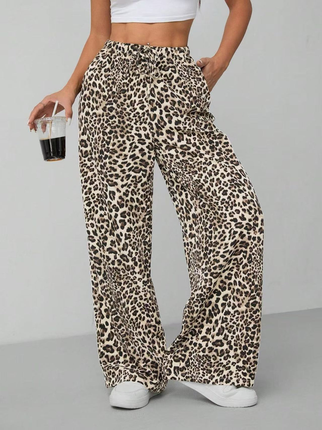 Damen Leichte Safari-Hose mit hohem Bund Drune