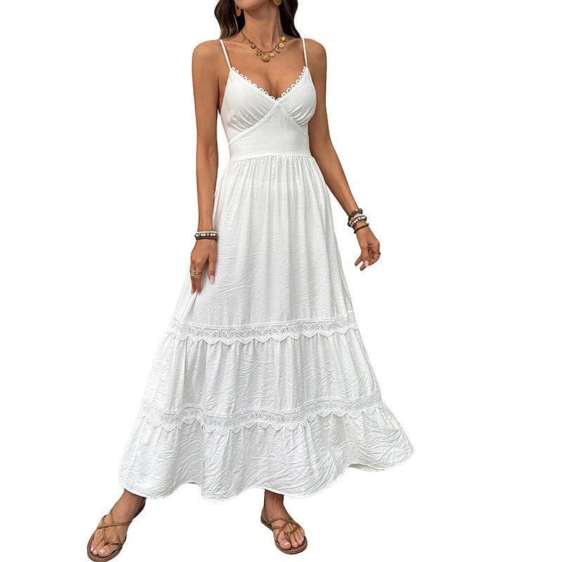Damen Elegantes Maxikleid mit Crinkle-Beauty und Rüschendetails Drune