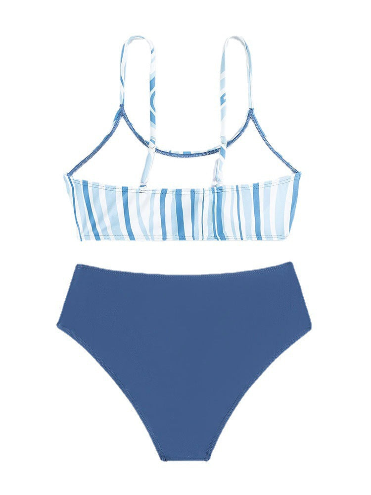 Damen Badeanzug-Set mit stilvollem gestreiften Oberteil und hoch tailliertem Slip Drune
