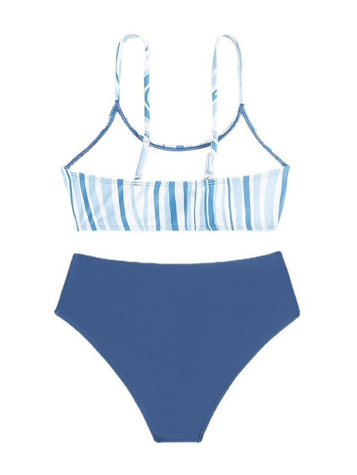 Damen Badeanzug-Set mit stilvollem gestreiften Oberteil und hoch tailliertem Slip Drune