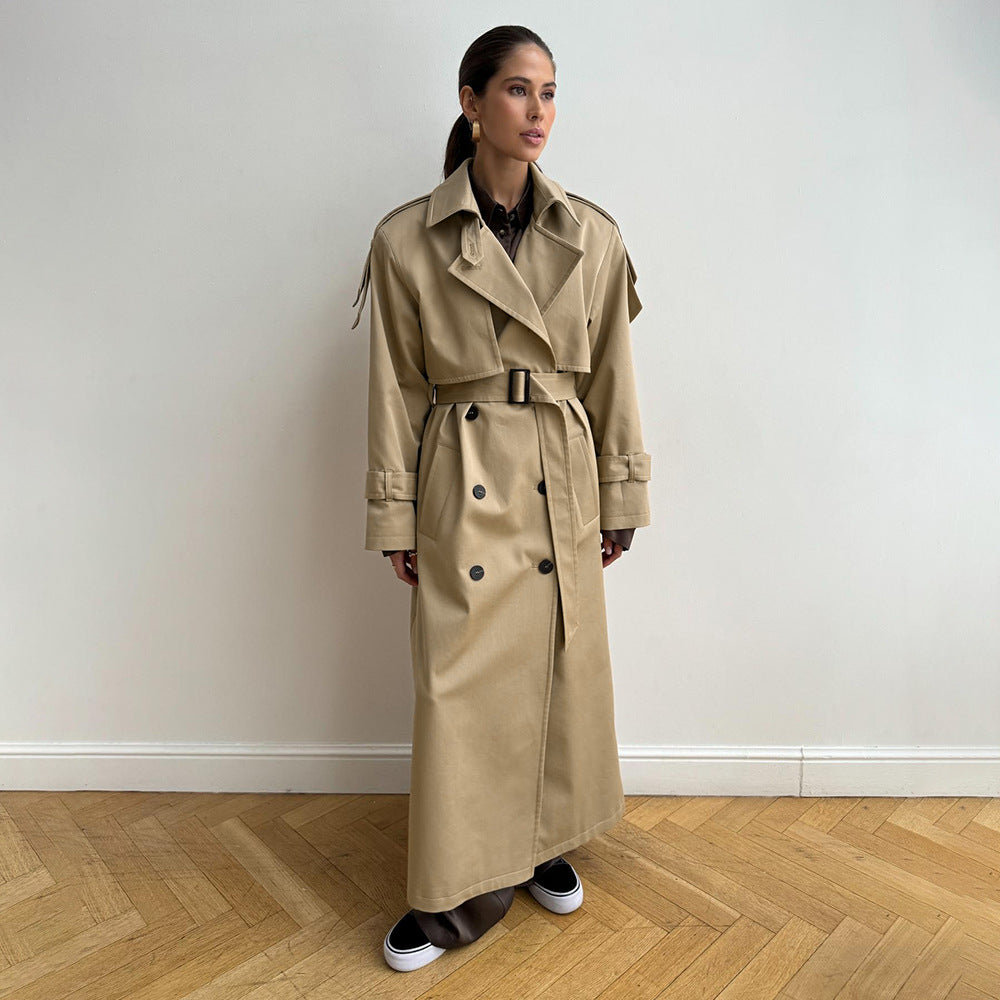 Damen Modischer Trenchcoat mit Gürtel und detailverliebtem Schnitt Drune