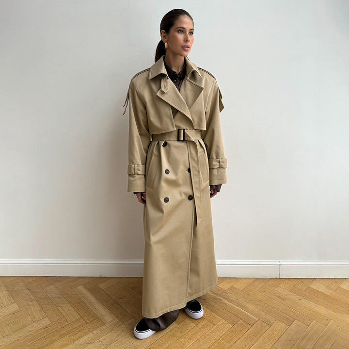 Damen Modischer Trenchcoat mit Gürtel und detailverliebtem Schnitt Drune