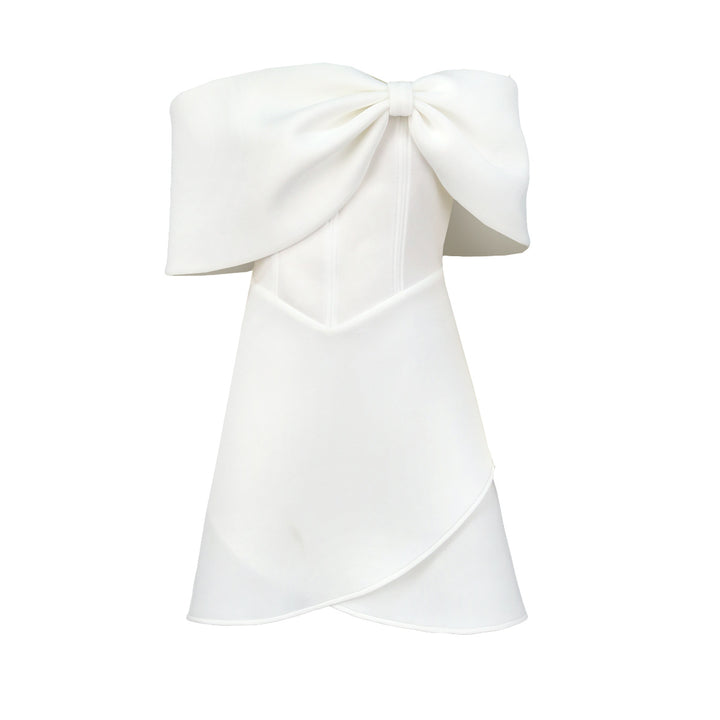 Damen Off-Shoulder Minikleid mit Schleifen-Detail Drune