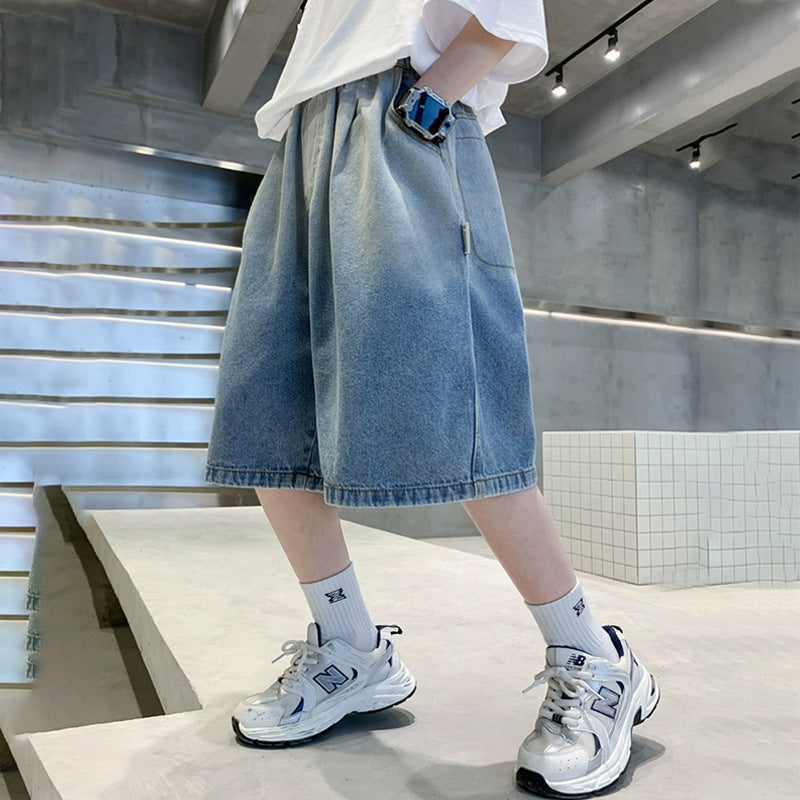 Jungen lässige Denim-Cargo-Shorts mit praktischen Taschen Drune