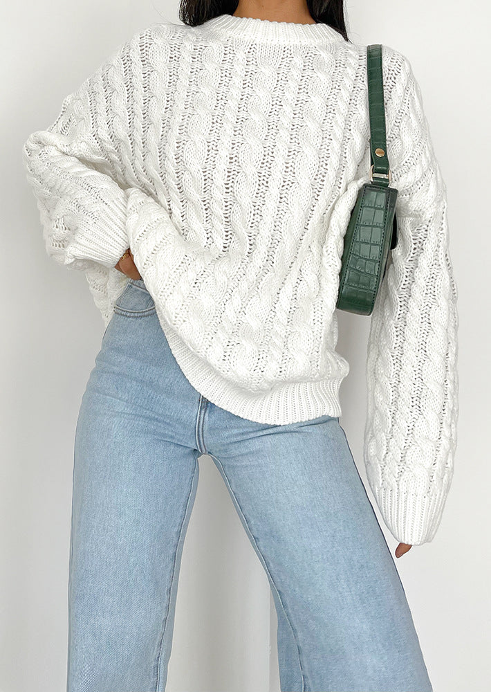 Damen Grobstrickpullover mit raffiniertem Zopfmuster aus weichem Material Drune