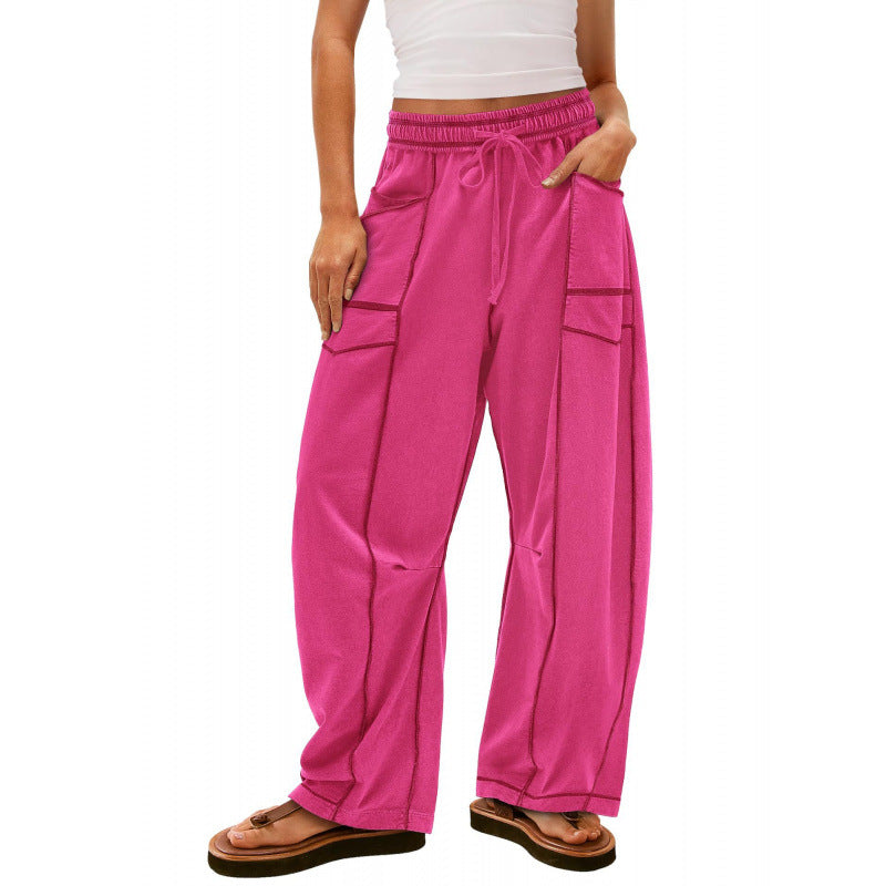 Damen weite Freizeithose mit praktischen Seitentaschen und elastischem Bund Drune