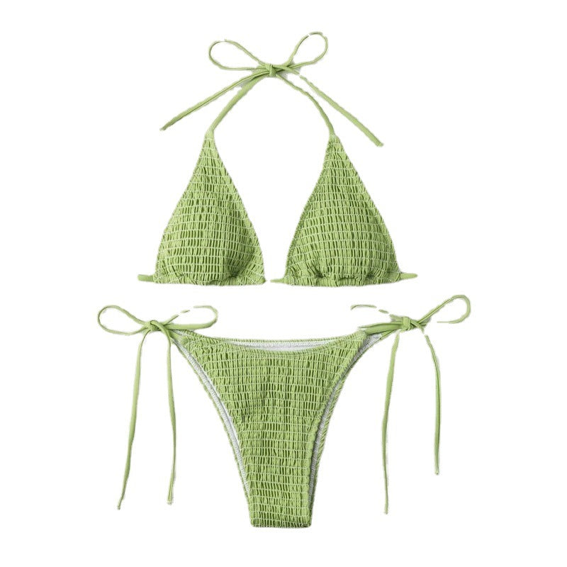 Damen Triangel-Bikini mit feinen Raffung und seitlichen Bindebändern Drune