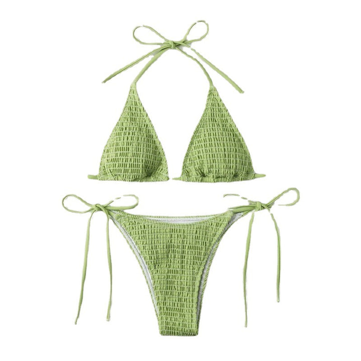 Damen Triangel-Bikini mit feinen Raffung und seitlichen Bindebändern Drune