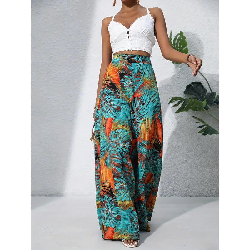 Damen Weit geschnittene Sommerhose mit floralem Muster Drune