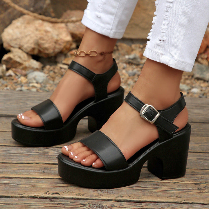 Damen Plateau-Sandaletten mit modischem Riemendesign und eleganter Schnallenapplikation Drune
