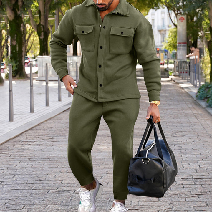 Herren Freizeit Set mit strukturiertem Oberteil und passenden Jogginghosen Drune