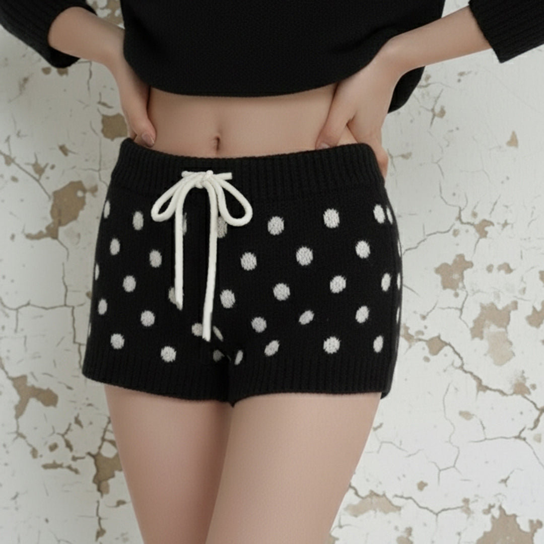 Damen Sportliche Kurze Hose mit gepunktetem Design und verstellbarem Bund Drune
