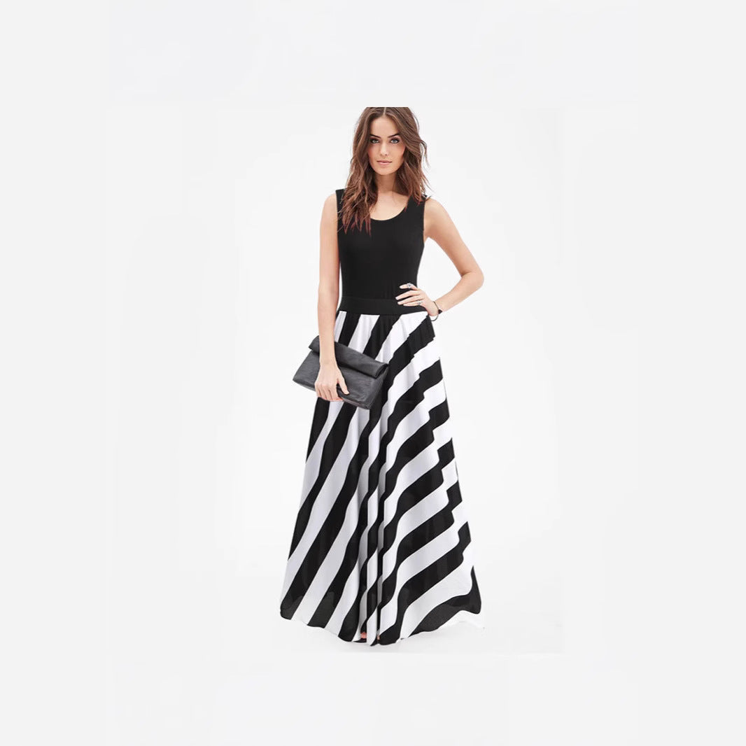 Damen Maxikleid mit elegantem Streifenmuster Drune