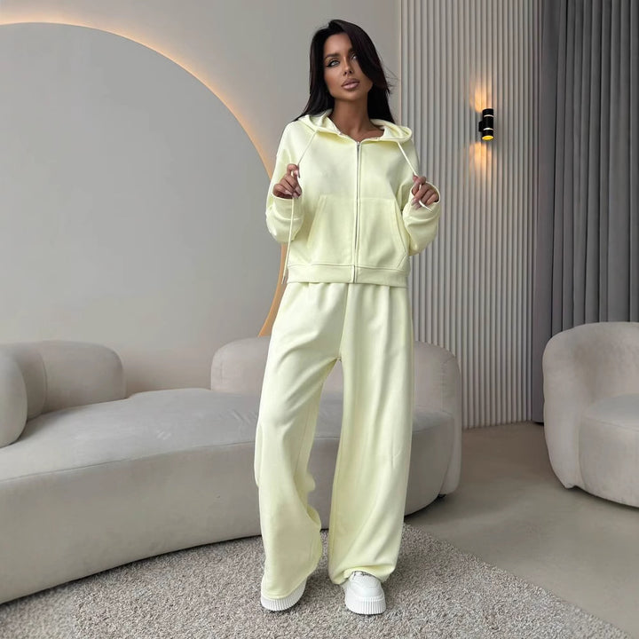 Damen bequemer und eleganter Hoodie mit weiten Hosen Drune