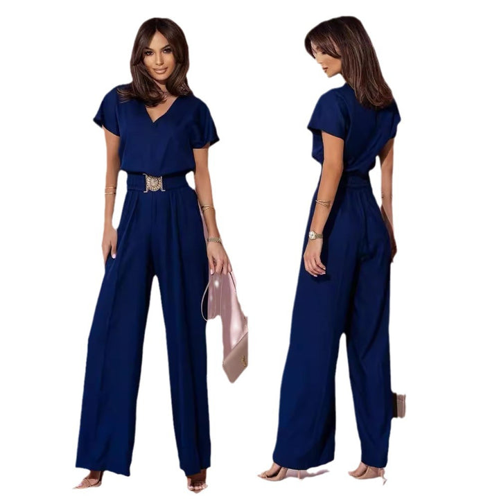 Damen Look Jumpsuit mit weitem Bein und Gürtel Drune