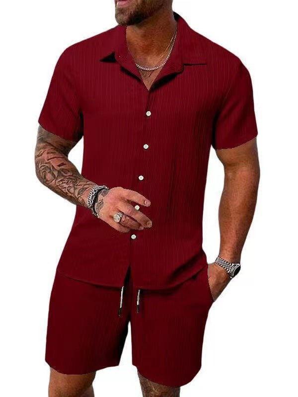 Herren atmungsaktives Sport-Set mit Kurzarm-Hemd und Shorts Drune