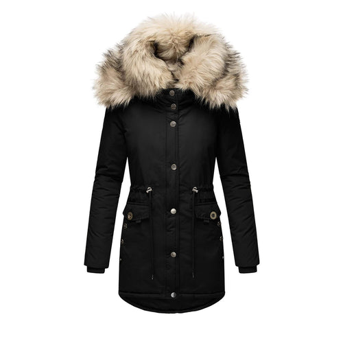 Damen Winterparka mit abnehmbarem Kunstfellkragen und praktischen Taschen Drune