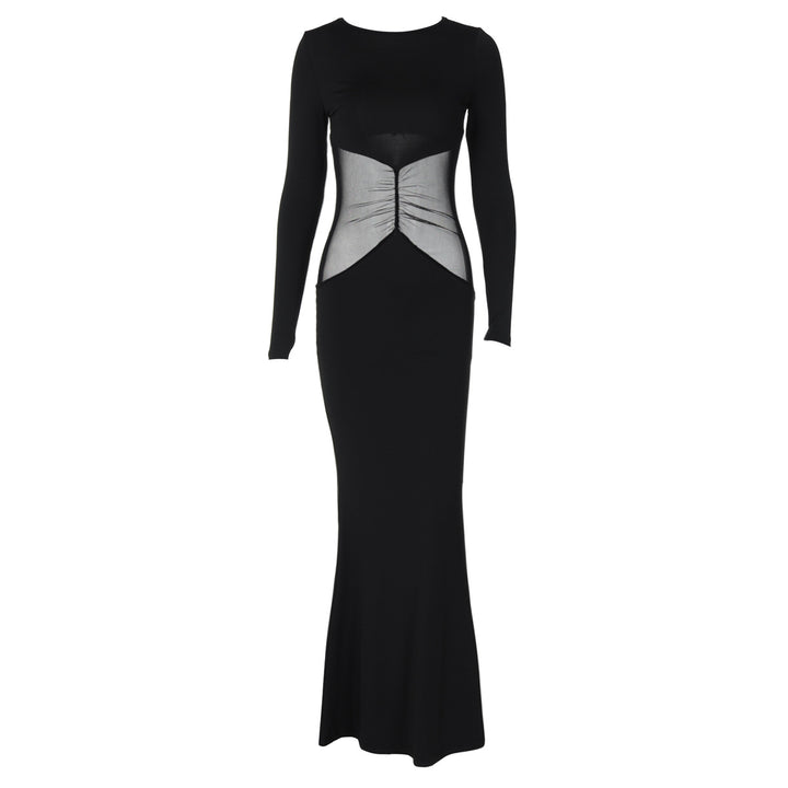 Damen Elegantes Maxikleid mit transparenter Taillenpartie Drune