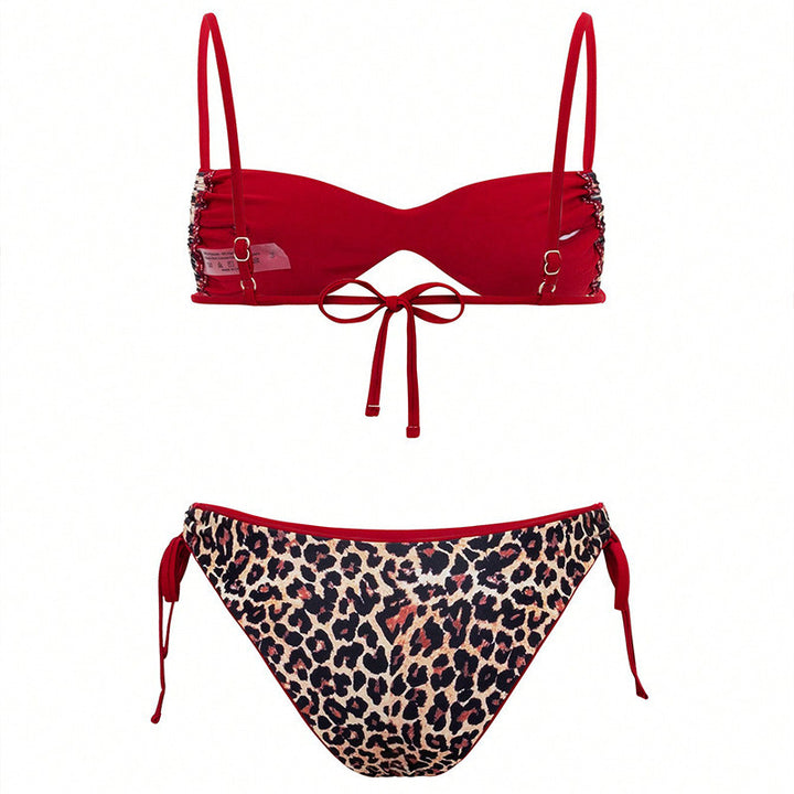 Damen Push-Up Bikini mit elegantem Animal-Print und verstellbaren Trägern Drune