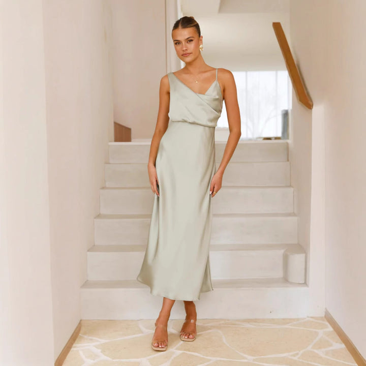 Damen Elegantes Maxikleid mit drapiertem Oberteil und schmaler Silhouette Drune