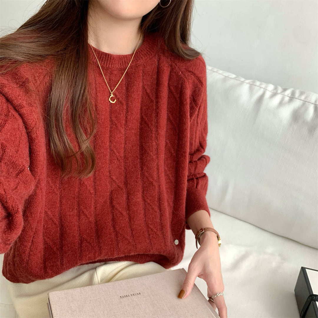 Damen Grobstrickpullover mit strukturiertem Muster und lässigem Schnitt Drune
