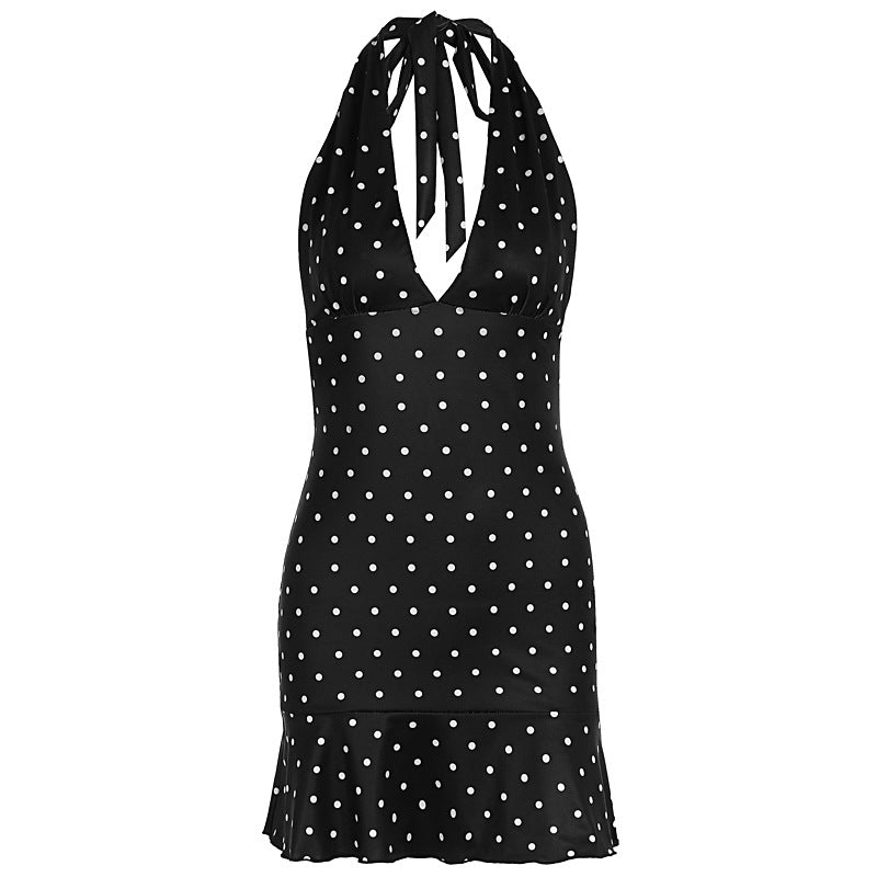 Damen Kleid mit Neckholder und Rocksaum Drune