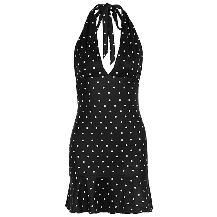 Damen Kleid mit Neckholder und Rocksaum Drune