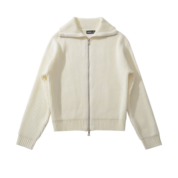Damen modische Strickjacke mit hohem Kragen und Reißverschluss Drune