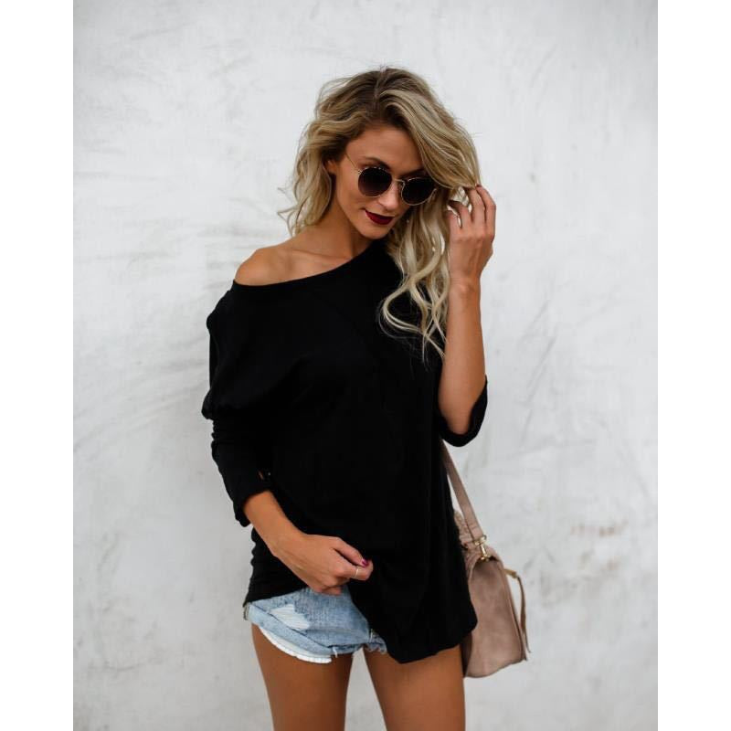 Damen Oversized T-Shirt mit asymmetrischem Schnitt und lässigem Design Drune