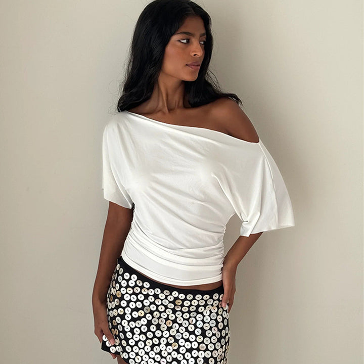 Damen Off-Shoulder Oberteil mit Drapierung Drune