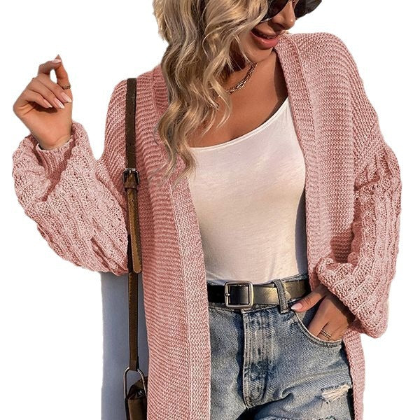 Damen Grobstrickcardigan mit tiefem V-Ausschnitt und seitlichen Schlitzen Drune