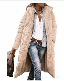 Damen Lange Steppjacke mit kuscheligem Innenfutter und modischer Kapuze Drune