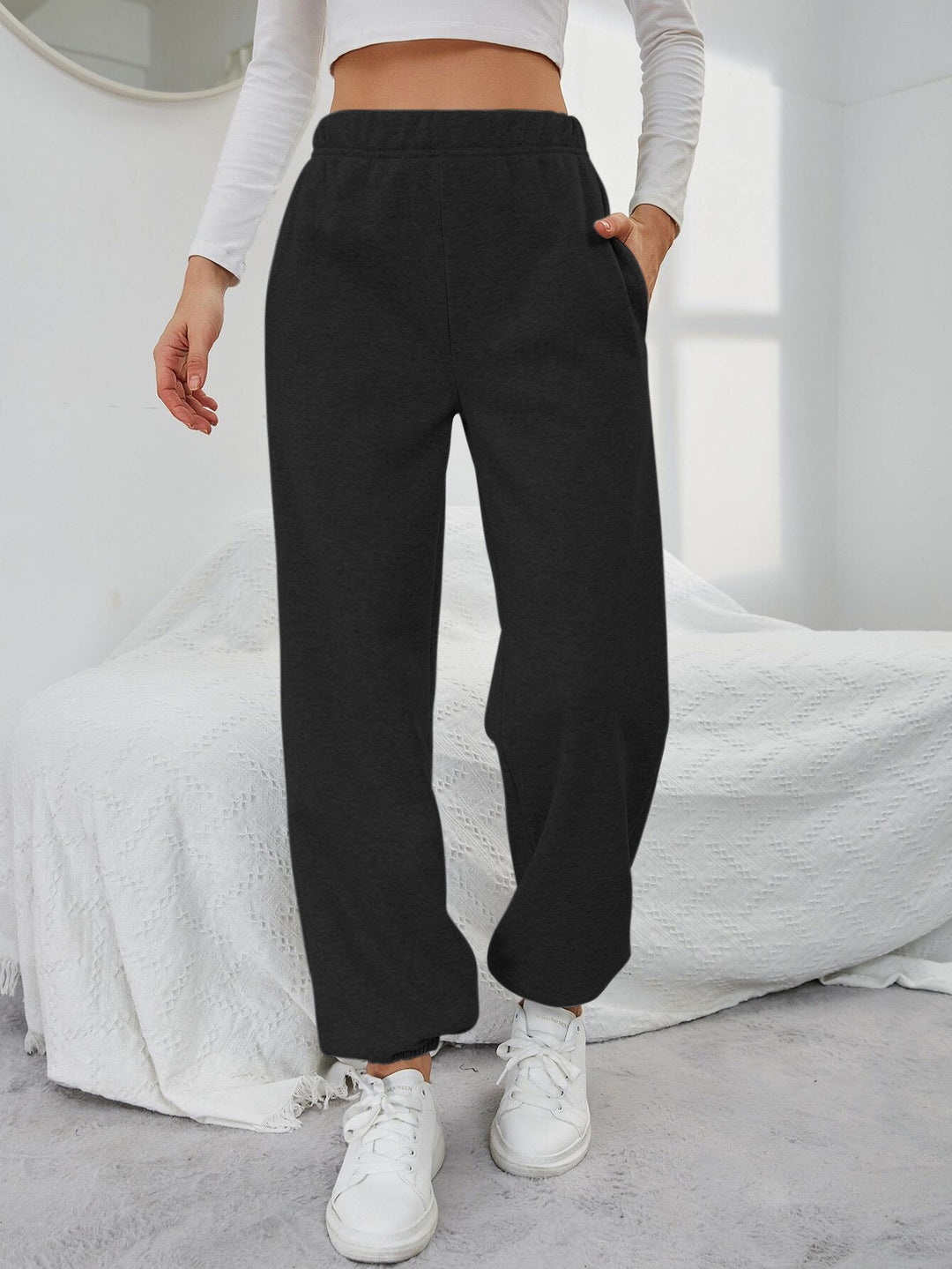 Damen lässige Sweatpants mit elastischem Bund und seitlichen Taschen Drune