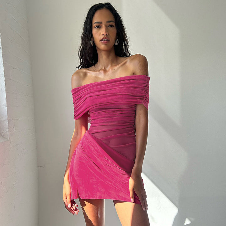 Damen Offshoulder Minikleid mit innovativem Drapierungsdesign Drune